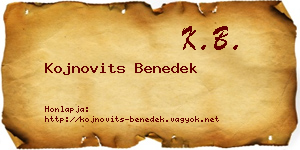 Kojnovits Benedek névjegykártya